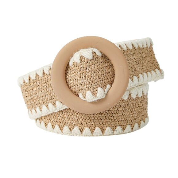 Women\'s 2 Pack Bohemian Braided Belts Thick Raffia Holeless For Dress 1415